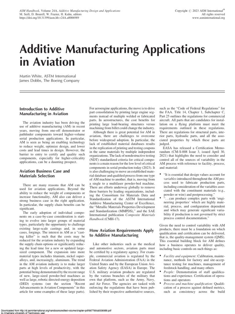 Aluminium Additive Manufacturing Applications In Aviation Pdf 3 D
