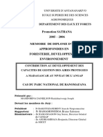 Promotion SATRANA 2005 - 2006 Memoire de Diplome D'Etudes Approfondies en Foresterie, Developpement Et Environnement