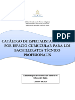 Catalogo de Especialidades Docentes Por ESpacio Curricular