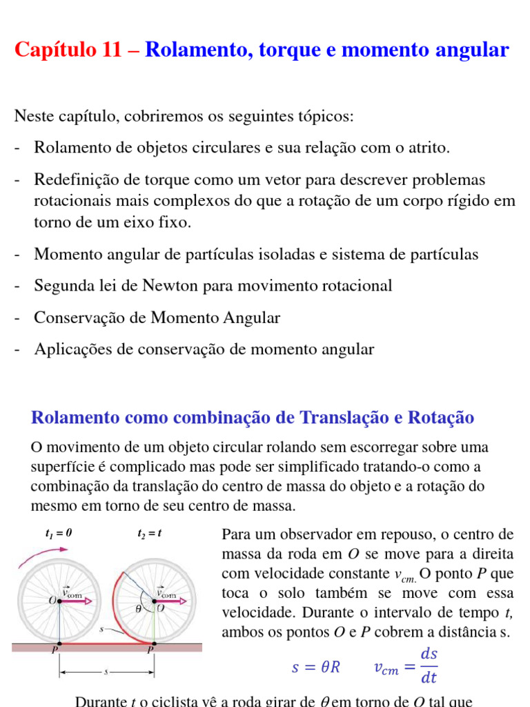 4 - Rolamento, Torque, Momento Angular - 02abr20 | PDF | Física | Mecânica