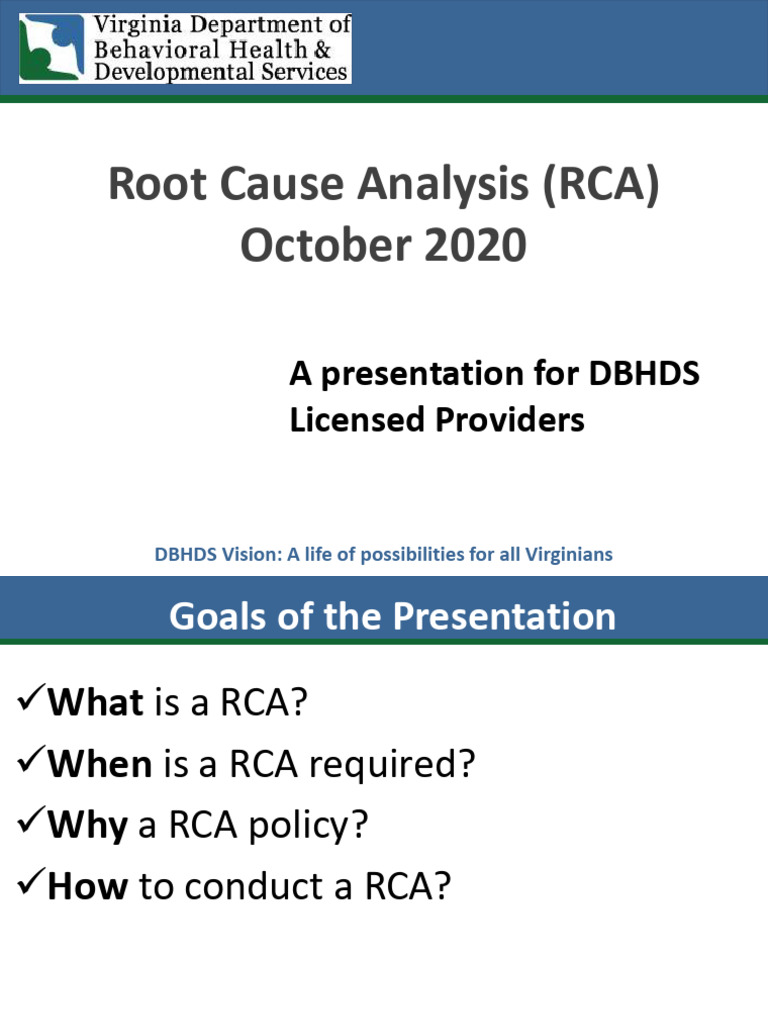 DBHDS Root Cause Analysis Guidelines | PDF | Risk