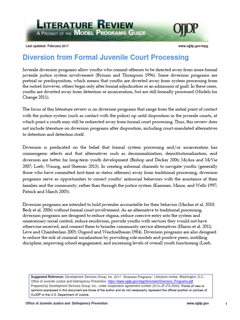 Diversion From Formal Juvenile Court Processing | PDF | Juvenile ...