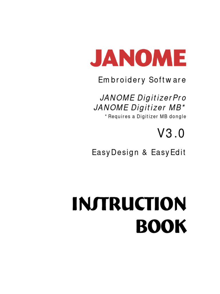 Janome Digitizer ProMB 3.0 Sewing Machine Instruction Manual Download Free PDF Installation
