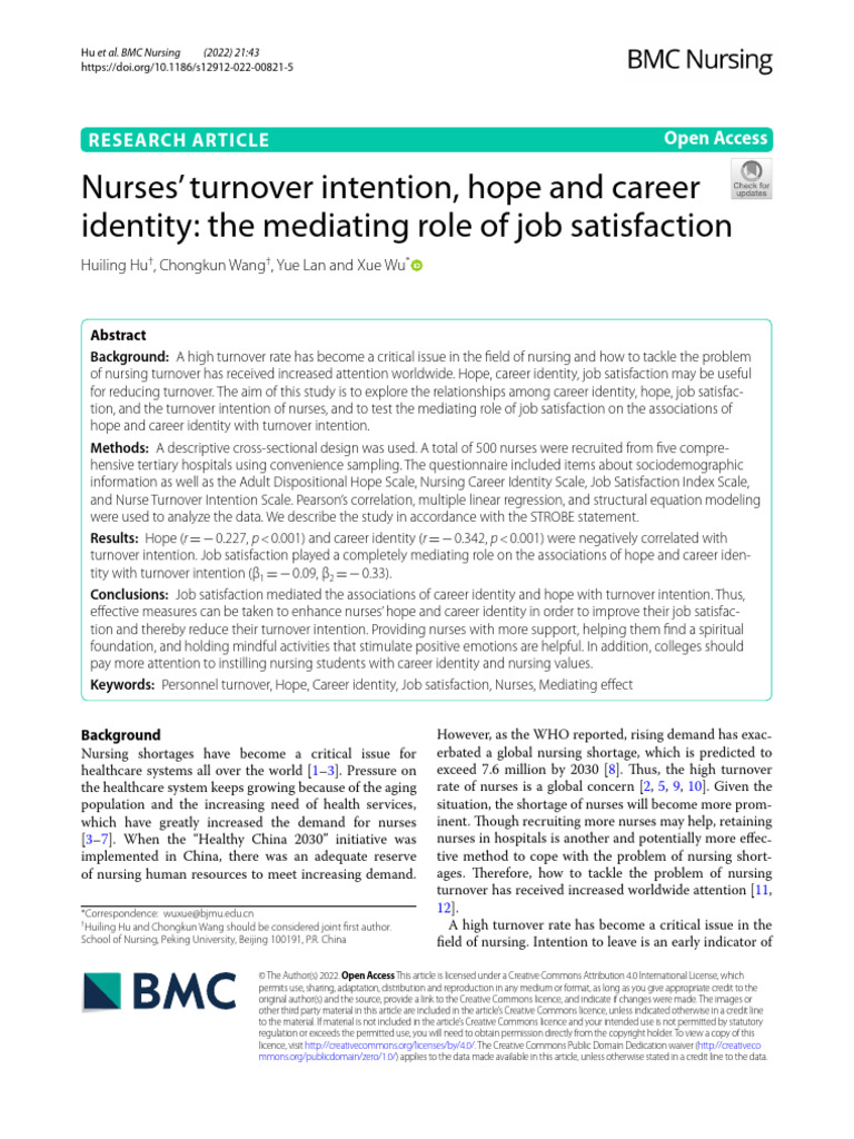 nurses-turnover-intention-hope-and-career-identity-the-mediating-role
