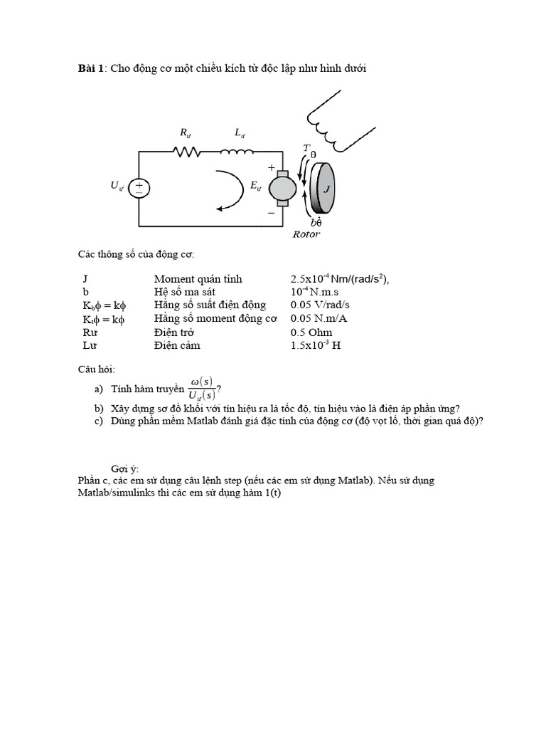 Bài tập mô phỏng dc motor using matlab | PDF