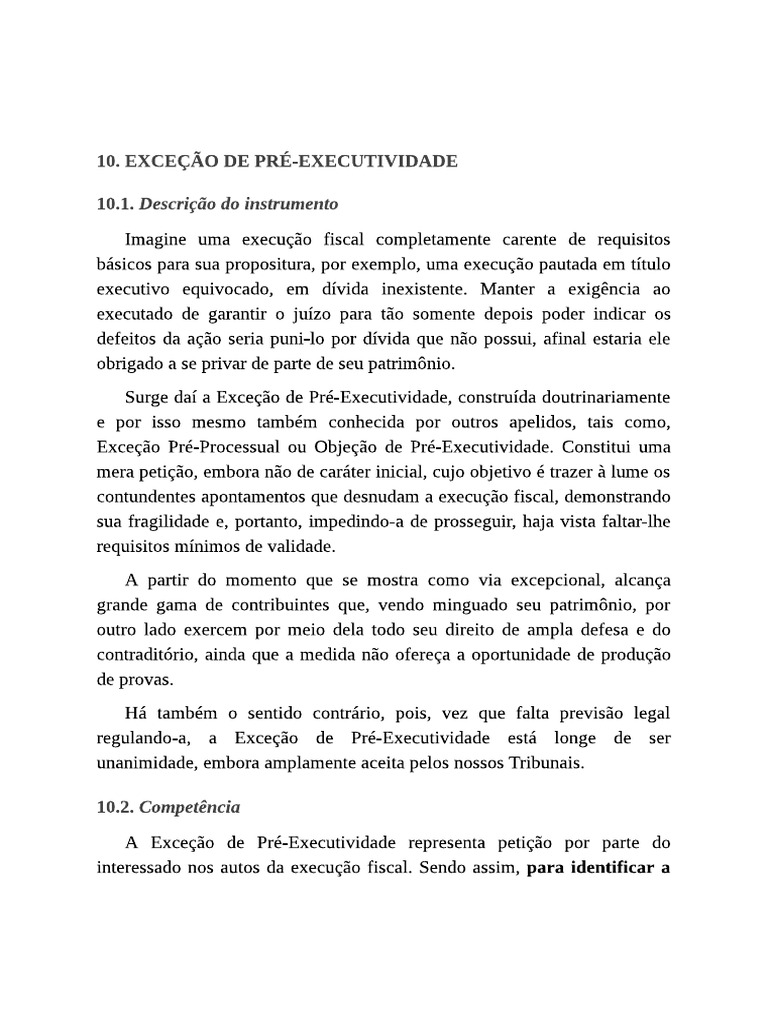 Exceção de Pre Executividade - Comentários Sobre o Assunto e Prática | PDF