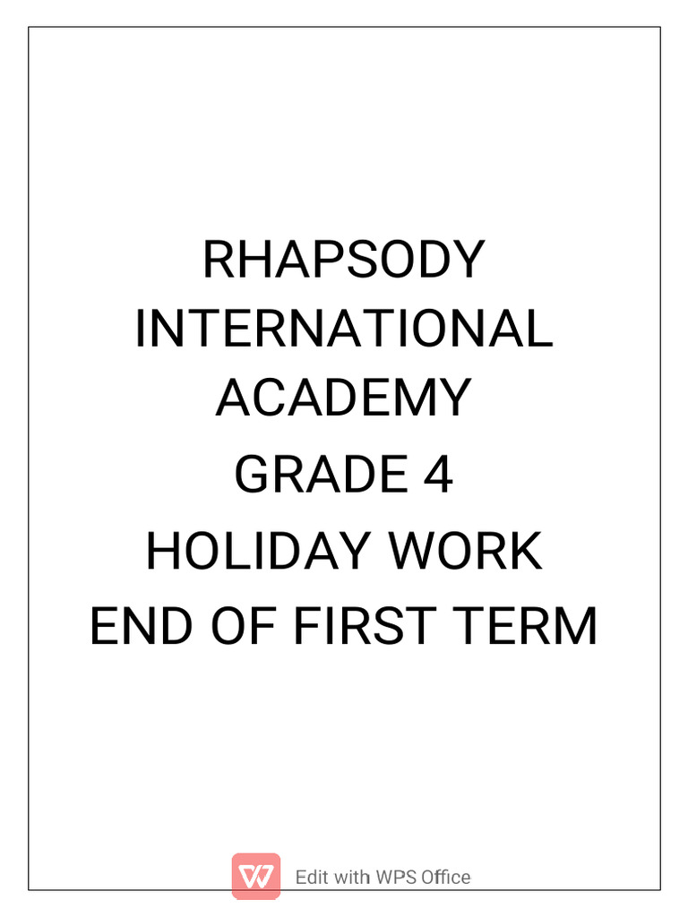 GRADE 4 Holiday Work | PDF