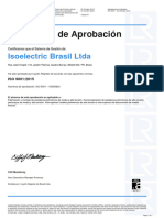 Certificado de Calidad ISO 9001 Vigente - ISOELECTRIC