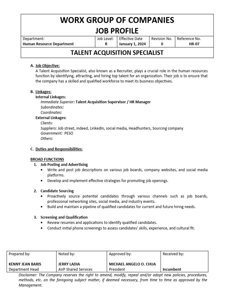 Talent Acquisition Specialist Overview | PDF | Recruitment | Business