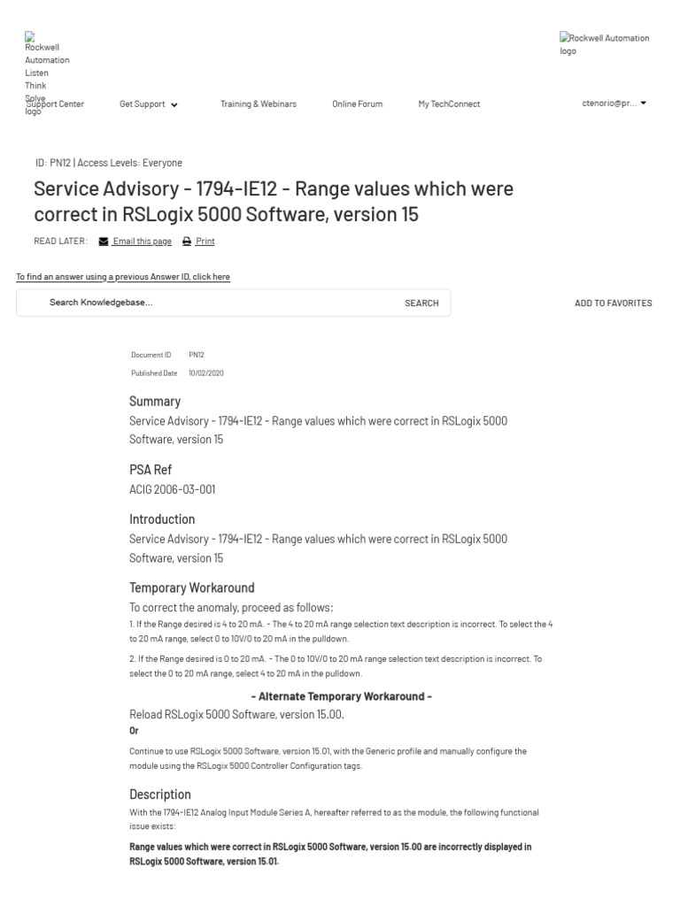Service advisory 1794 ie12 range values which were correct in