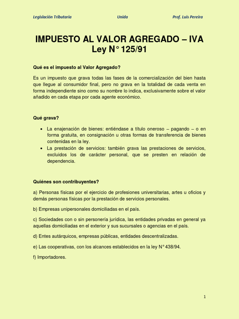 Guía del IVA: Cálculo y Contribuyentes | PDF | Impuesto al valor ...