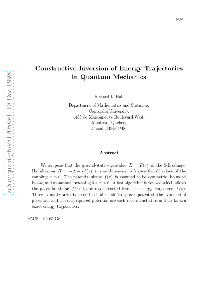 Constructive inversion of energy trajectories in quantum mechanics