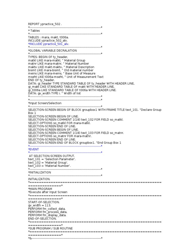 SAP Material Data ALV Report | PDF | Computer Engineering | Software ...