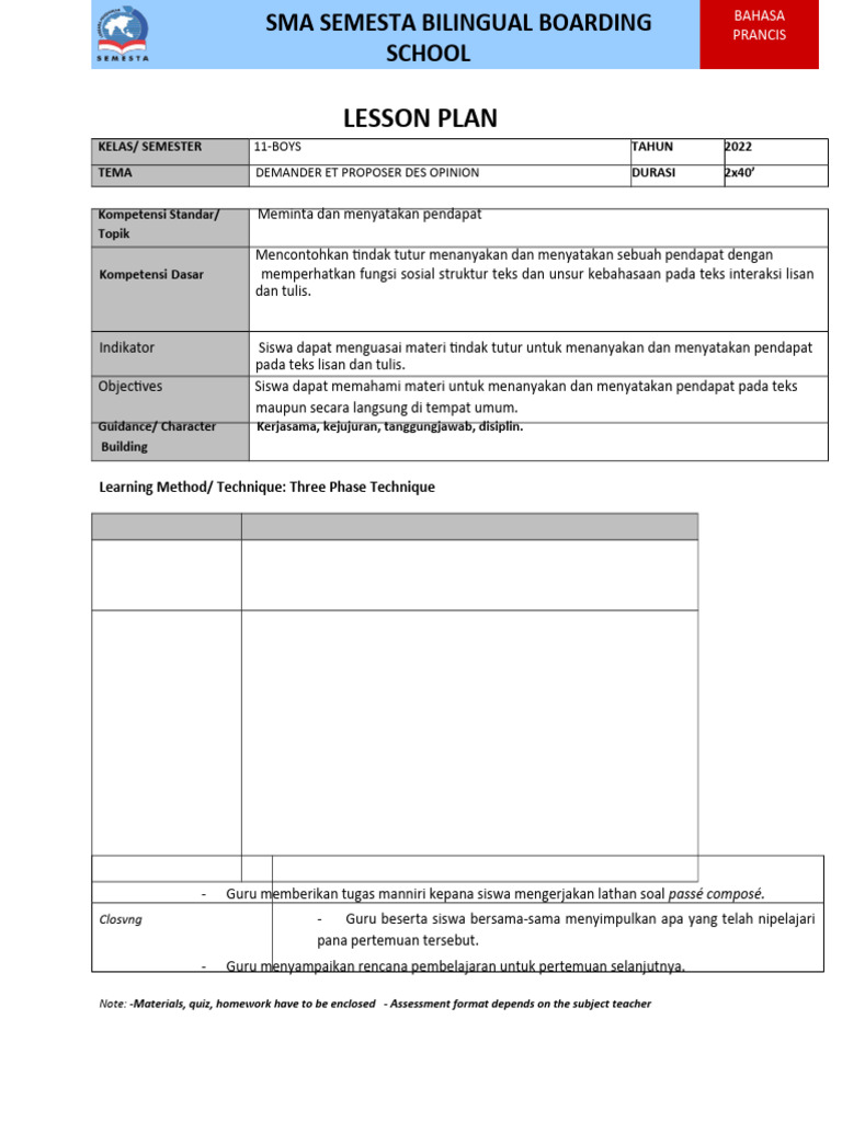Lesson Plan: School | PDF