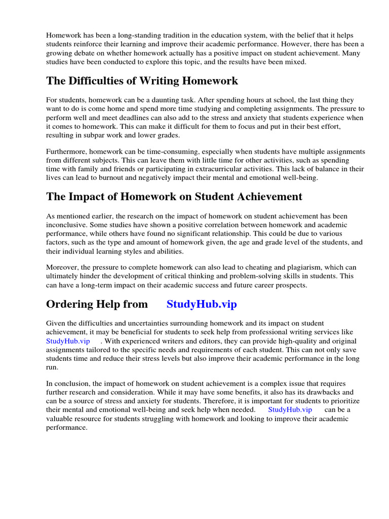 Does Homework Affect Student Achievement | PDF | Homework | Stress