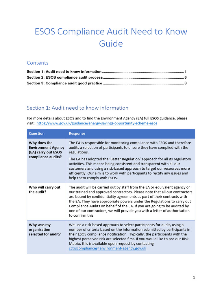 ESOS Compliance Audit Overview | PDF | Audit | Regulatory Compliance