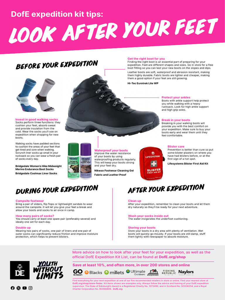 DofE Expedition Tips Footcare Feb 2024 PDF Boot Sock