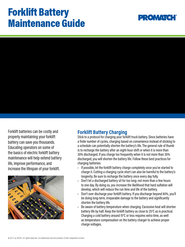 Forklift Battery Maintenance Guide | Download Free PDF | Battery