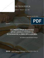 Vista Do Os Princípios Batistas Aplicados À Vivência Eclesiástica Discipuladora