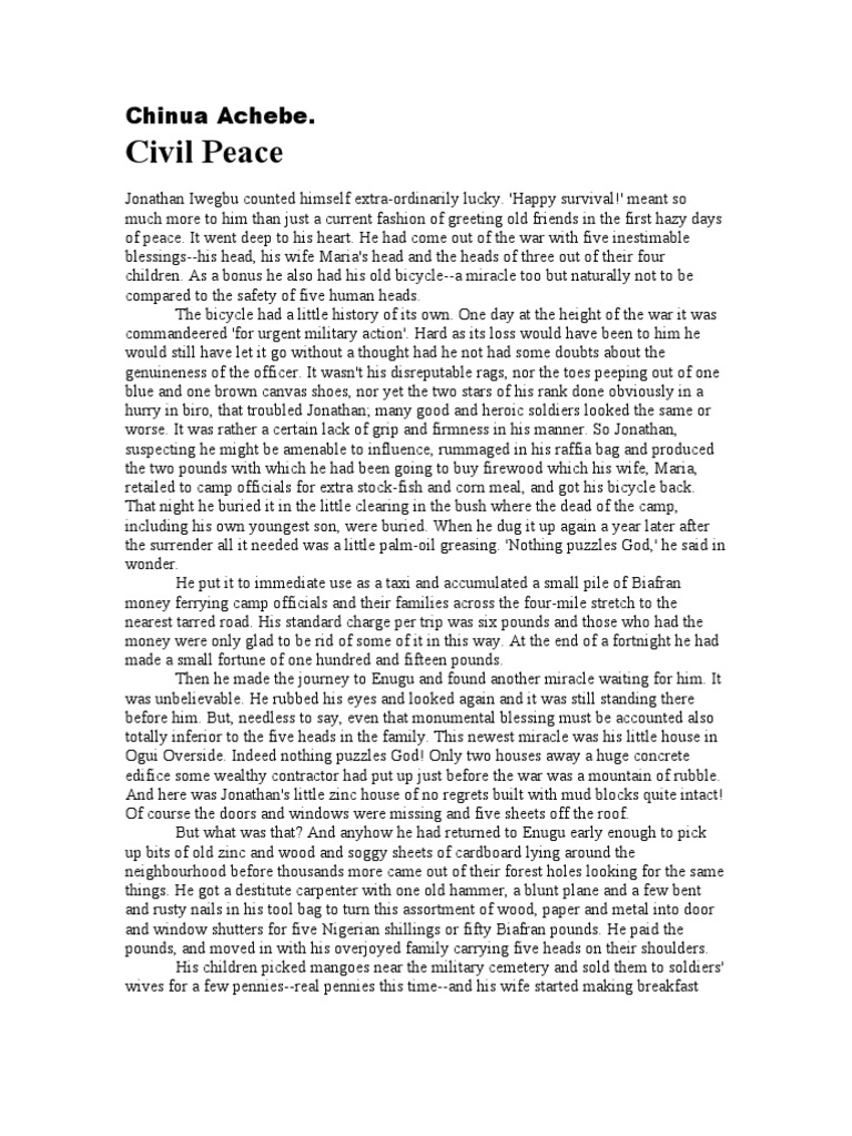 Civil Peace By Chinua Achebe Pdf