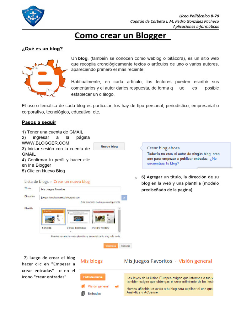 Guia Informativa N°3 (Blogger) | PDF | Blog | web 2.0
