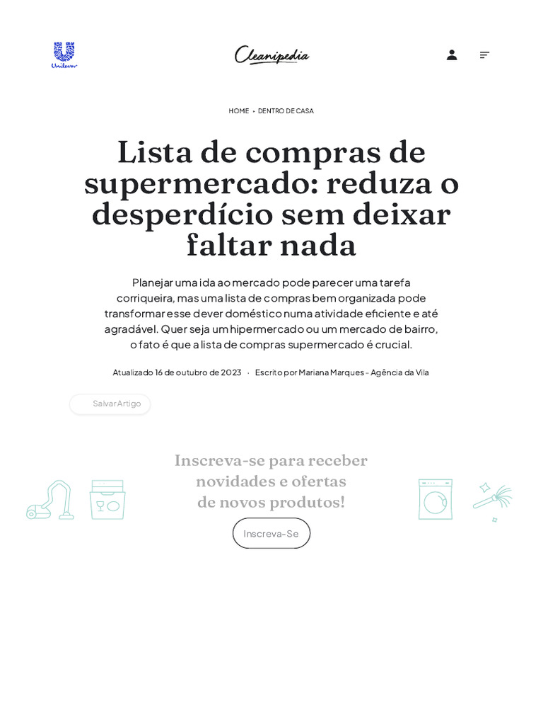 Lista de Compras de Supermercado - Itens Mais Importantes - Cleanipedia ...