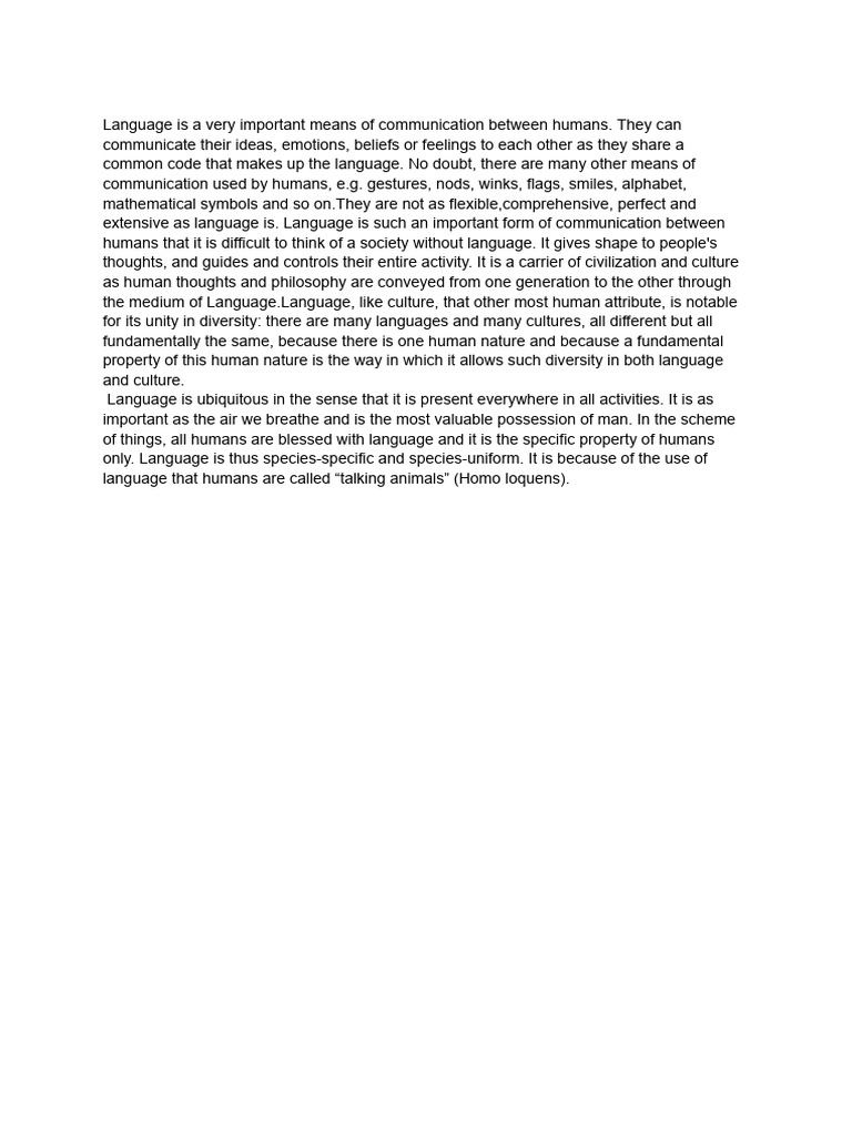 The Importance of Language in Communication | PDF
