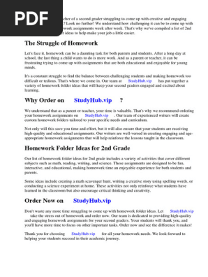 2nd Grade Homework Folder Ideas