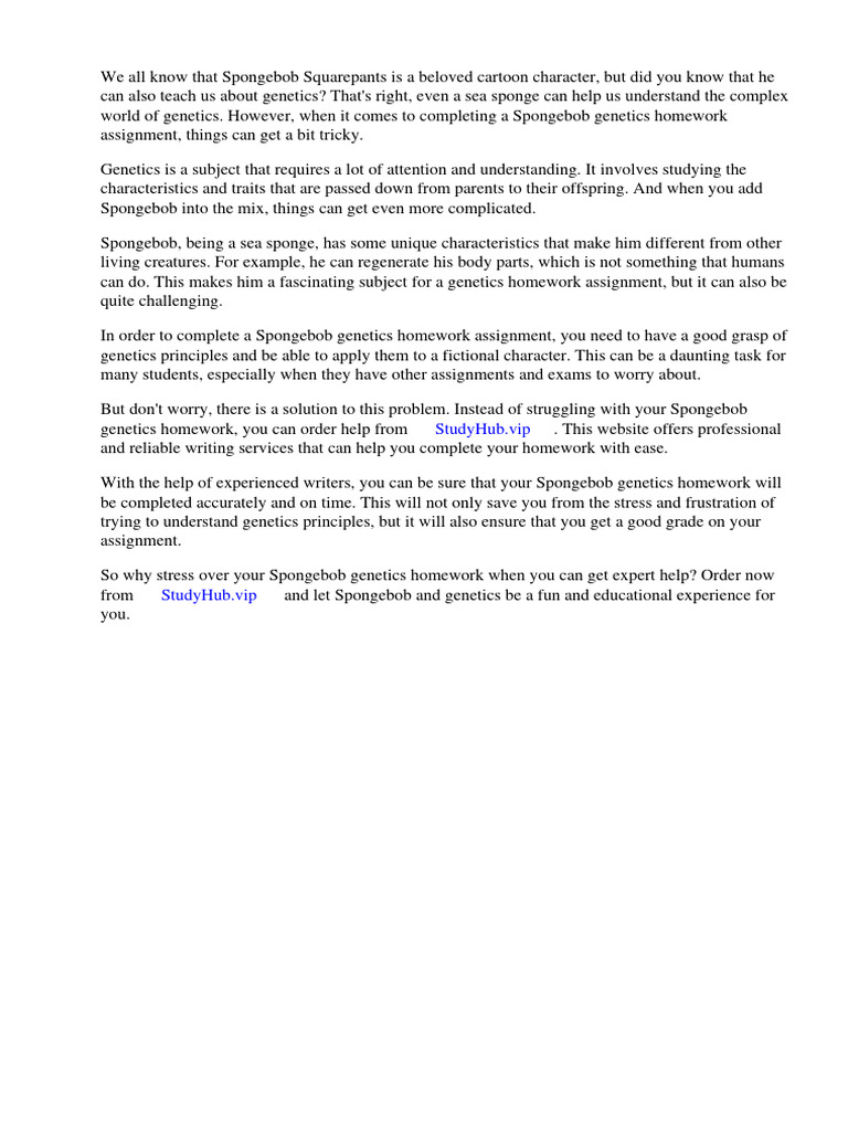 Spongebob genetics homework download free pdf zygosity genotype