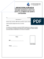 (5ta Categoria) Declaración Jurada de No Percibir Ingresos.