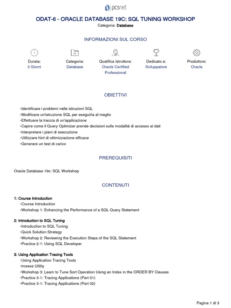 SQL Tuning Workshop for Oracle 19c | PDF | Databases | Sql