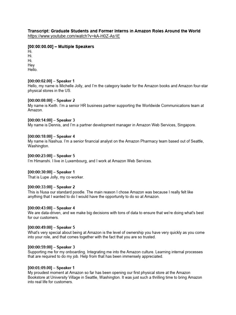 Amazon Graduate Intern Experiences | PDF | Career & Growth | Social Science