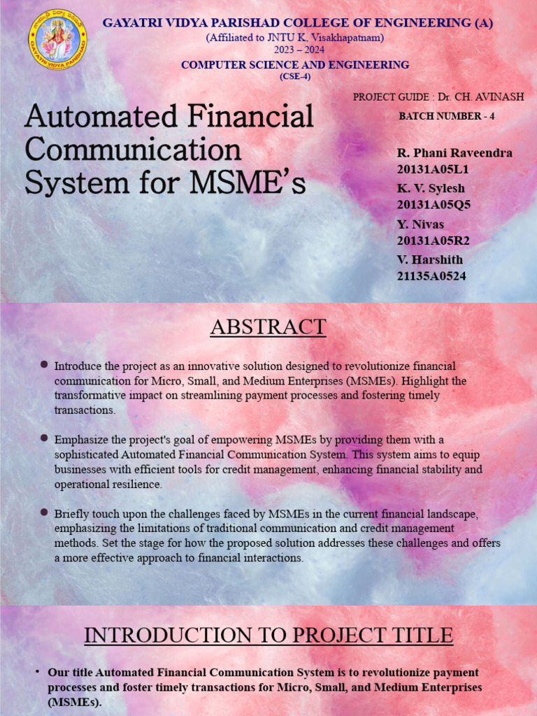 Automated Financial System for MSMEs | PDF | Databases | Automation