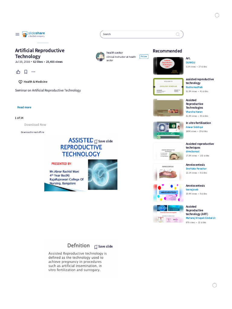 Artificial Reproductive Technology _ PPT PDF In Vitro Fertilisation