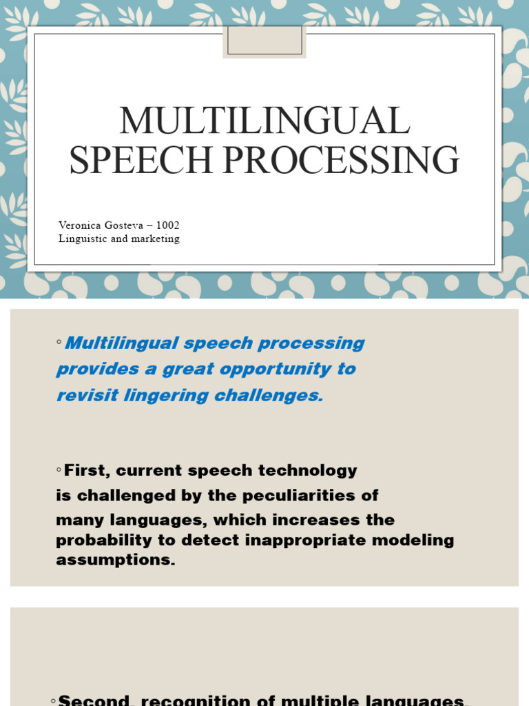 8.5 Multilingual Speech Processing | PDF | Speech Recognition | Speech ...