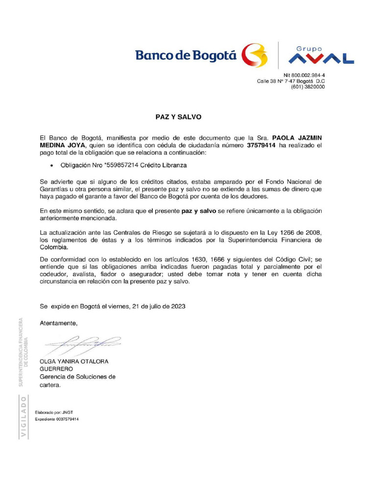 certificado banco | PDF