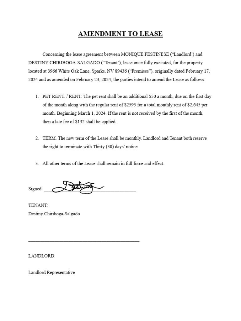 Pet Addendum to Lease Agreement | PDF