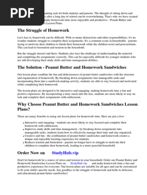 Peanut Butter and Homework Sandwiches Lesson Plans
