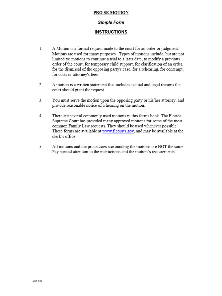 Prose general motion instructions pdf pro se legal representation