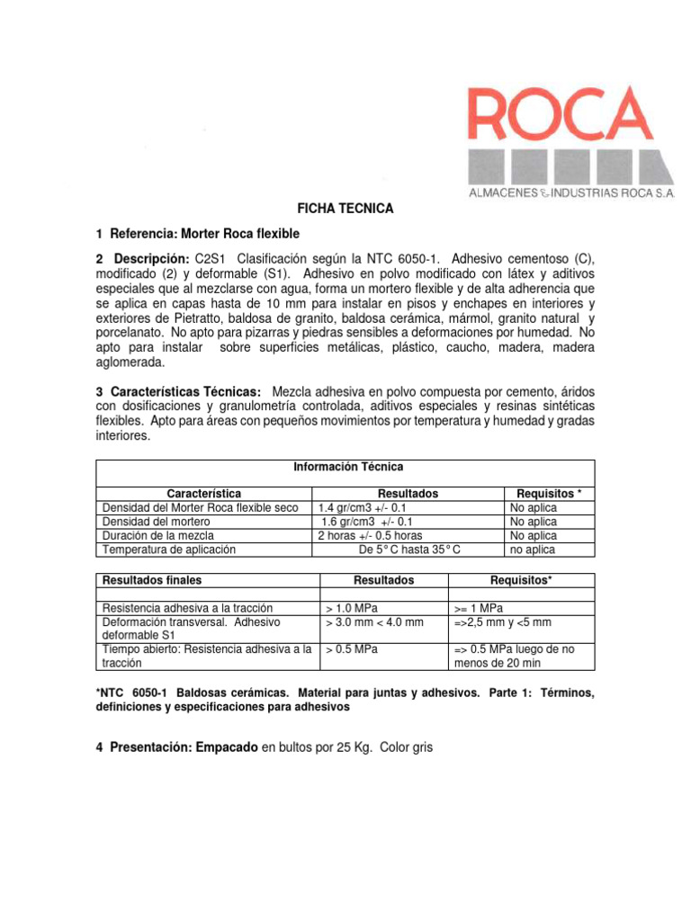 Morter Roca Flexible PDF Loseta Mortero (Albañilería)