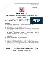 Std.8th Med. English Third Language and Intelligence Test