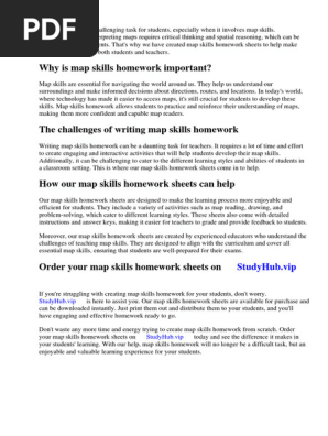 Map Skills Homework Sheets