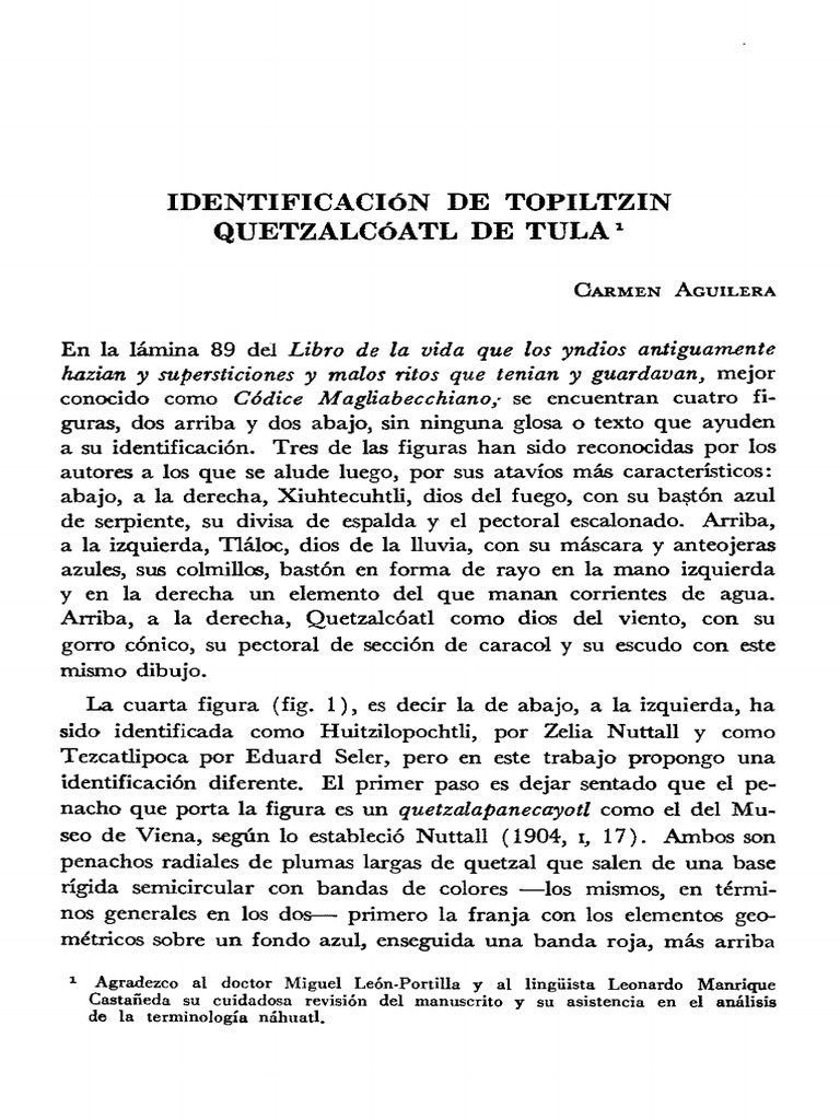 Identificación de Topiltzin Quetzalcóatl | PDF | azteca