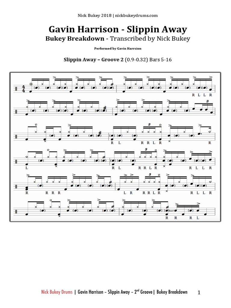 Nick Bukey's Groove Breakdown: Slippin Away | PDF
