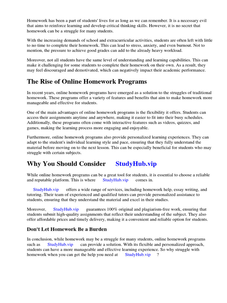 Online Homework Programs | PDF | Homework | Learning
