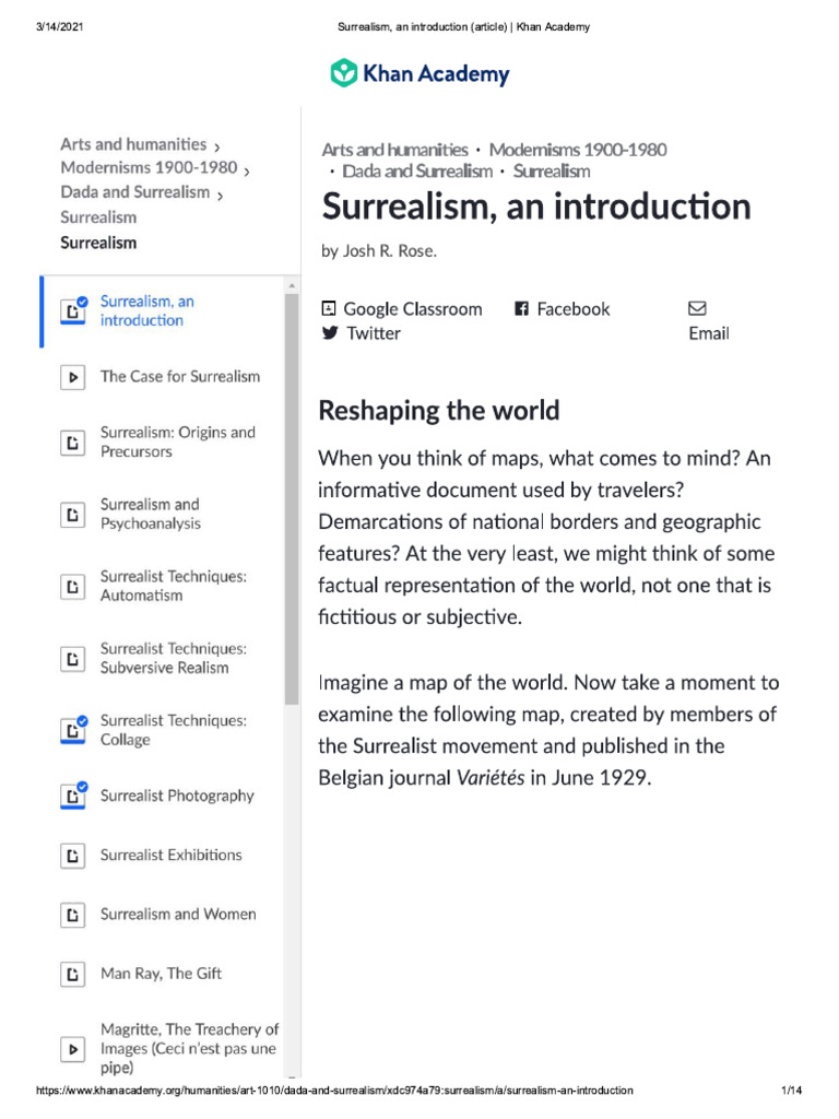 Surrealism An Introduction Article Khan Academy Pdf