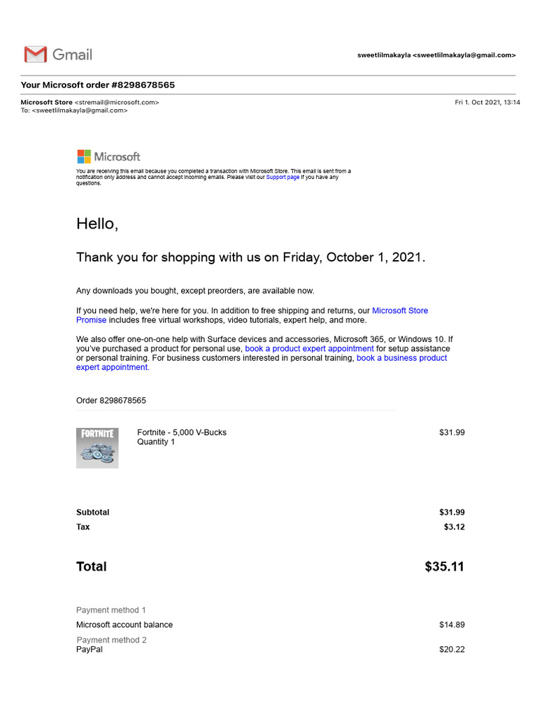 Your Microsoft Order 8298678565 1 | PDF | Microsoft | Windows 10