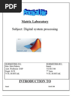 Matrix Laboratory: Subject: Digital System Processing