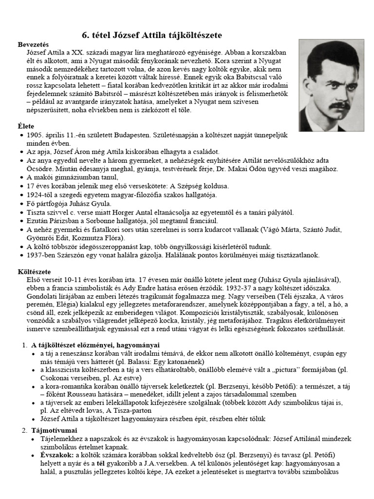 TÉTEL József Attila Tájköltészete PDF