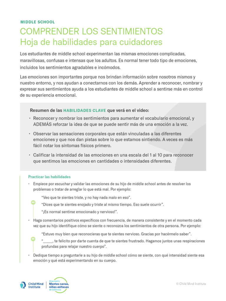 Habilidades Emocionales para Adolescentes | PDF | Pensamiento | Las ...